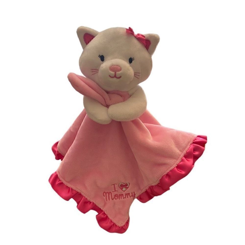 Magic Years White Cat Pink Blanket Lovey I Love Mommy Security Blanket Rattles